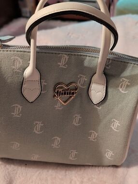 Juicy Couture blue Logo Satchel with White Handles